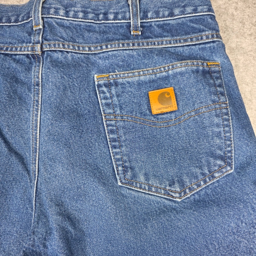 Carhartt Jeans Mens 36x32 Blue Relaxed Fit B17 DST Dark Wash - Picture 8 of 10